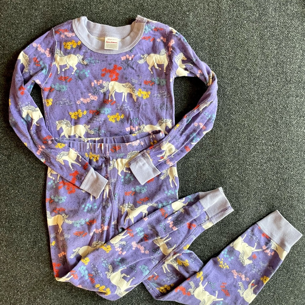 Hanna Andersson girls long john pajamas 6 7